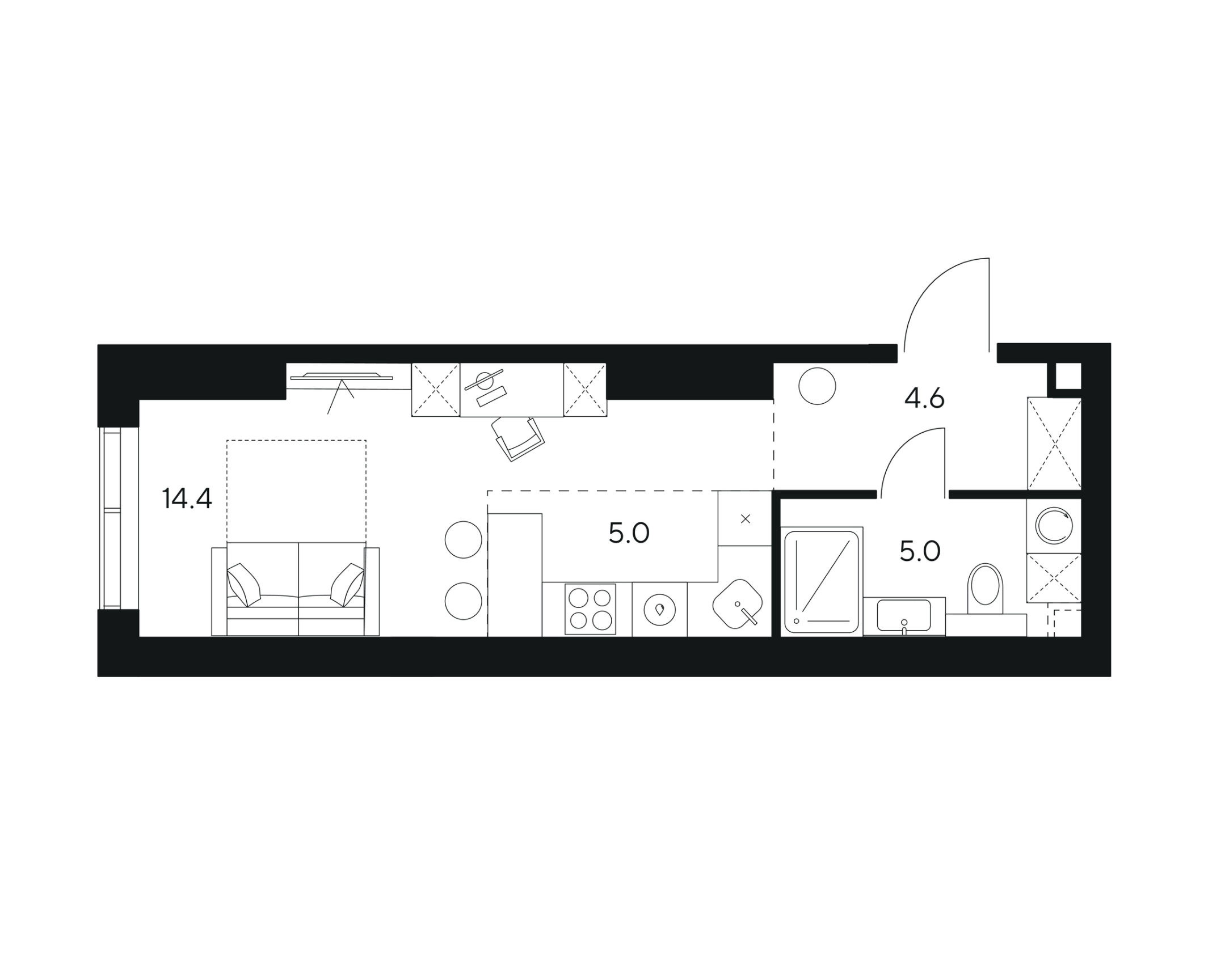 Студии от 28 м²