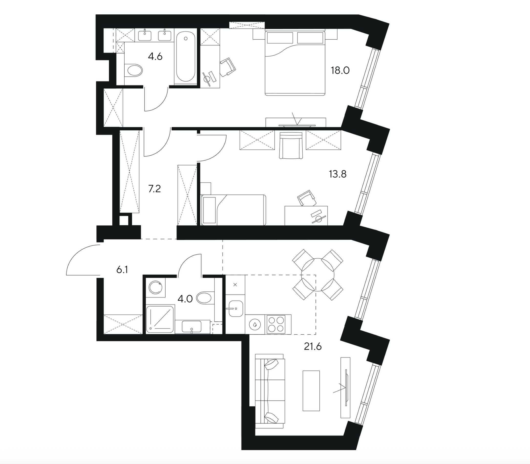 2-Комнатные квартиры от 54 м²
