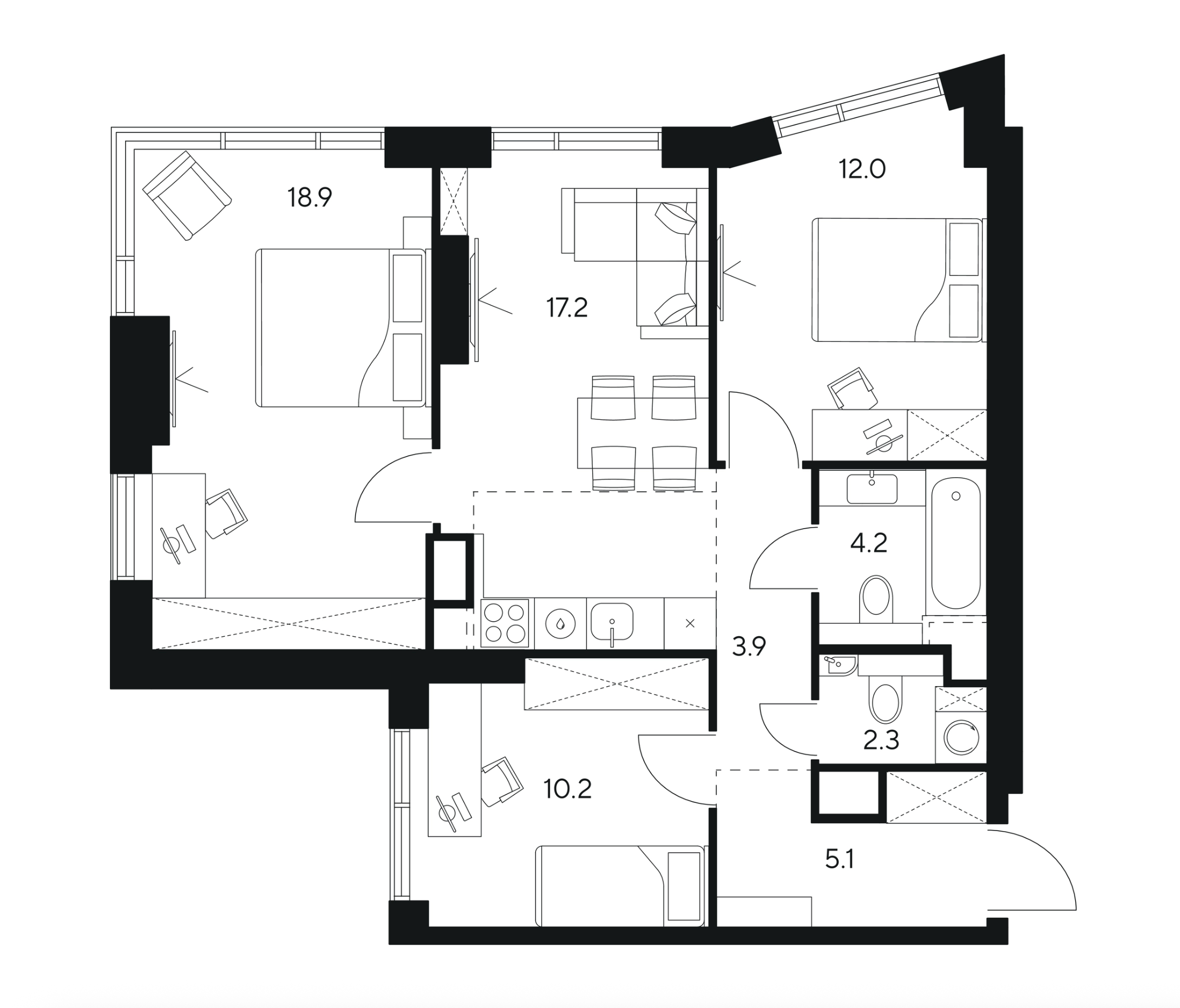 3-Комнатные квартиры от 73 м²
