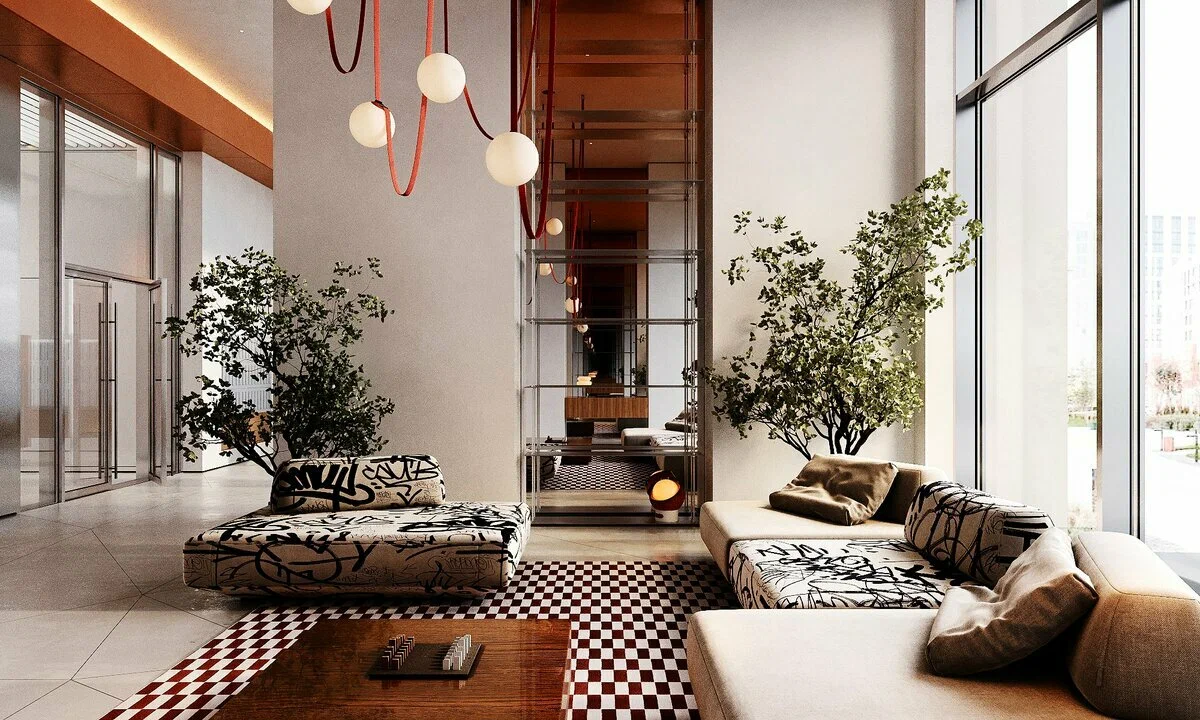 Лобби и входная группа жилого комплекса